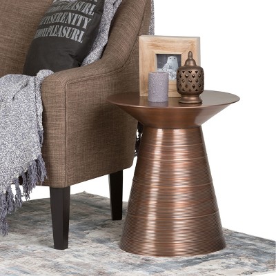 Sheridan Industrial 18 inch Wide Metal Accent Side Table in Aged Copper ...