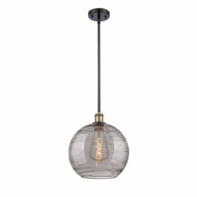 Athens Deco Swirl - 1 Light Stem Hung Mini Pendant In Industrial Style-15 Inches Tall and 12 Inches Wide