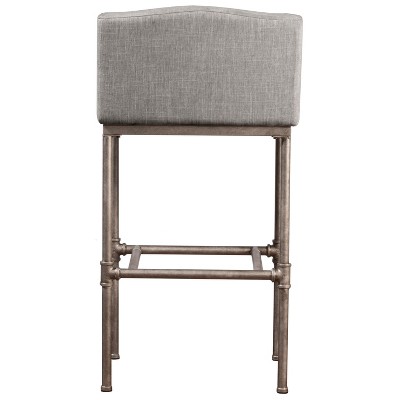 Dillon 27.7" Modern Industrial Gray Metal Bar Stool with Wingback Design
