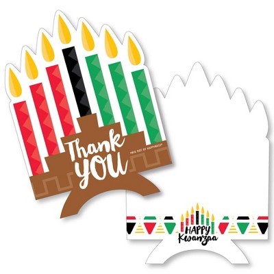 Big Dot of Happiness Happy Kwanzaa - Shaped Thank You Cards - Party Thank You Note Cards with Envelopes - Set of 12