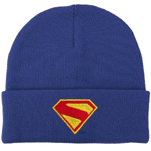 Superman 2025 Shield Embroidery Knit Beanie for Men and Women, Royal - 1 of 4