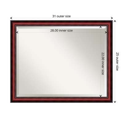 Cherry Wood Beveled Rectangular Wall Mirror