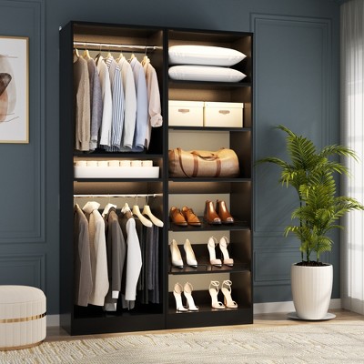 Aheaplus Closet System with Shoe Racks & Hanging Rods