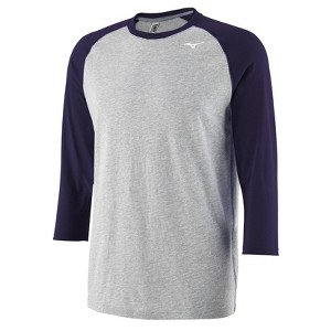 Mizuno Youth Mizuno 3/4 Practice Tee Youth - Boys Size Small In Color Grey-Navy (9151) - 1 of 1