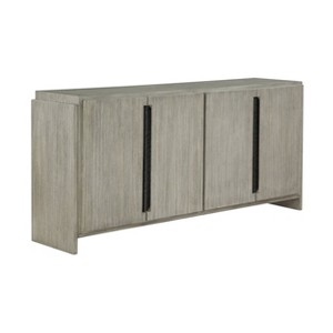 Treasure Trove Accents 4 Door Credenza Merino Gray: Pine & Oak Veneer, Adjustable Shelves, Cord Management - 1 of 4