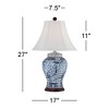 Barnes and Ivy Shonna Traditional Table Lamp 27" Tall Blue White Garden Bird Bell Shade for Bedroom Living Room Bedside Nightstand Office Family House - 4 of 4