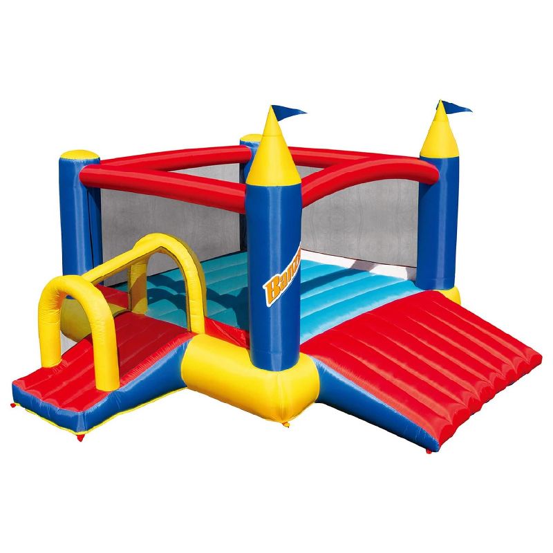 Banzai Slide N’ Fun Bounce House with 2 Slides, Inflatable Bounce House, Complete Bouncy House Playground Set with GFCI Air Blower, Ages 3-12, 1 of 8