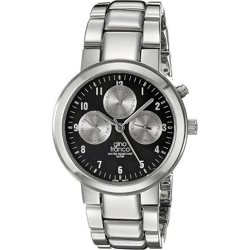 Gino Franco Men's Round Stainless Steel Multi-Function Watch with Day, Date Subdials and Bracelet - image 1 of 2