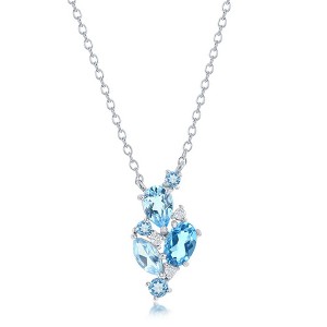 Simona Sterling Silver Multi-Shaped Swiss Blue, Blue & White Topaz Necklace - Blue - 16+2 Inch - 1 of 2