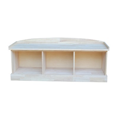 White Wood Coastal Storage Bench with Plinth Base