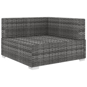 vidaXL Gray Poly Rattan Sectional Corner Chair with Cushions - Weather Resistant, Modular & Light-Weight Design, Perfect for Outdoor Garden and Patio - 1 of 4