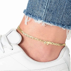 RMZ GOLD NYC 18K Gold Plated Flat Marina Elephant Anklet For Women- Made In Brazil - 1 of 2