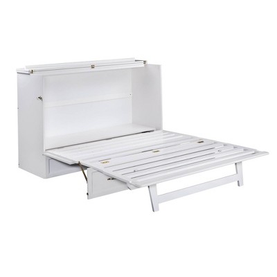 White Coastal Queen Murphy Bed Chest with Charging Station