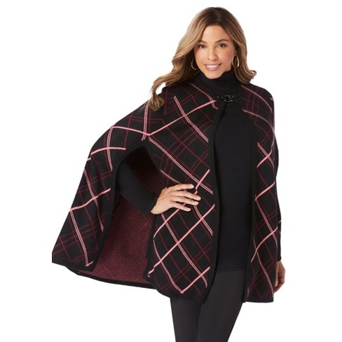 Jessica London Women's Plus Size Sweater Cape, S - Rich Burgundy