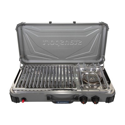 Stansport Stainless Steel Portable Propane Gas Stove & Grill Combo