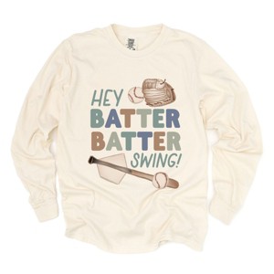 Simply Sage Market Hey Batter Batter Swing Watercolor Garment Dyed Long Sleeve - 1 of 4