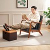 VECELO Mid-Century Modern Accent Chair, Upholstered Lounge Chair with 1 Pillow, Solid Wood Frame, Black - 2 of 4