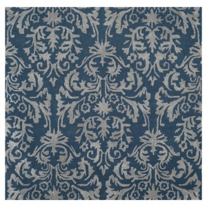 Navy/Gray Leaf Tufted Square Area Rug 5
