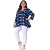 Agnes Orinda Women's Plus Size Tie Dye Printed Button Decor V Neck 3/4 Sleeve Flowy Casual T-Shirts - 3 of 4