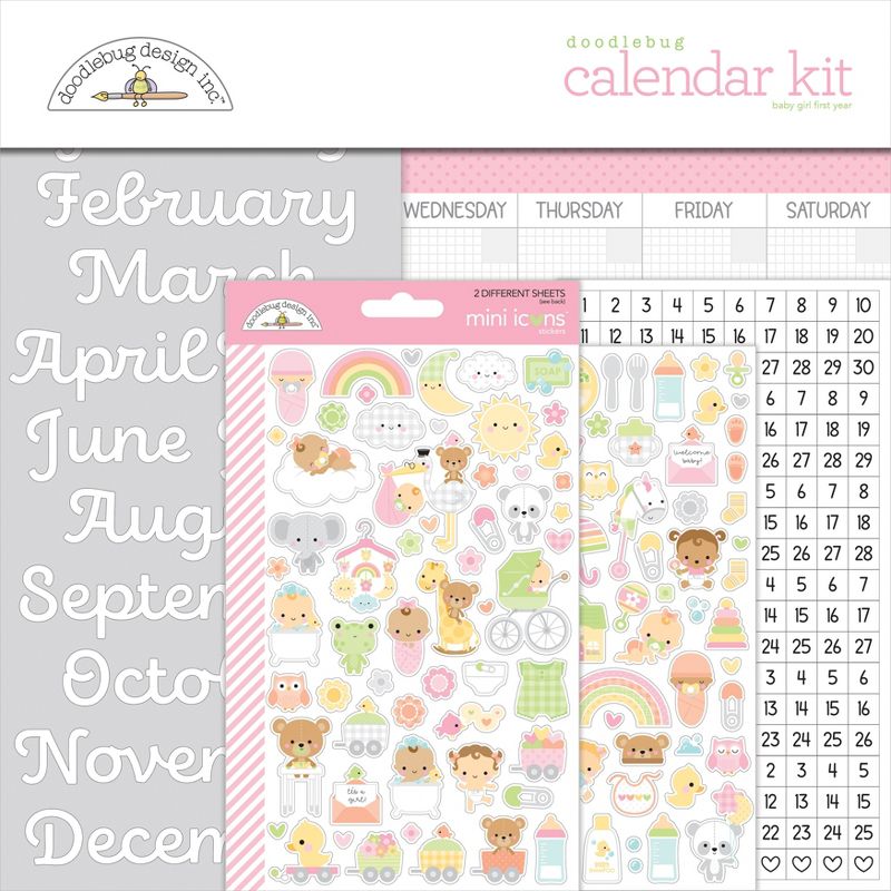 Doodlebug First Year Calendar Kit-Baby Girl, 1 of 3