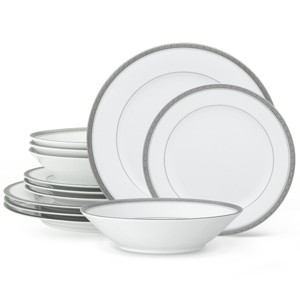 Noritake Charlotta Platinum 12-Piece Dinnerware Set, Service for 4 - 1 of 4