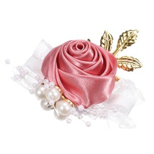 Unique Bargains Decorative Wedding Prom Party Artificial Rose Wrist Corsages 2.76" - 1 of 3