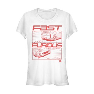 Juniors Womens Fast & Furious Comic Strip Speed T-Shirt - 1 of 3