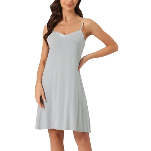 Cheibear Women s Nightshirt Satin Trim Sleeveless Nightgown Knee