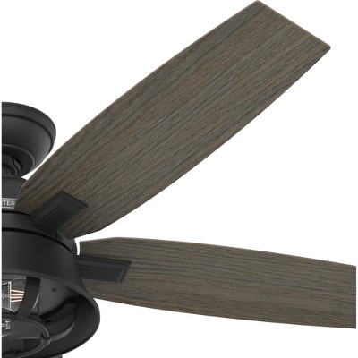 52" Matte Black Hampshire Ceiling Fan with LED Light and Remote