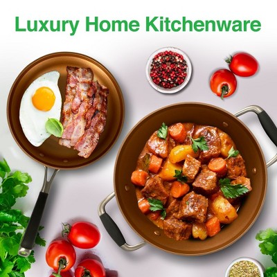 14-Piece Copper Non-Stick Aluminum Cookware Set