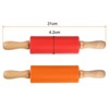 Unique Bargains Silicone Smooth Non-Stick Wooden Handle Kitchen Rolling Pin 2 Pcs - 2 of 4