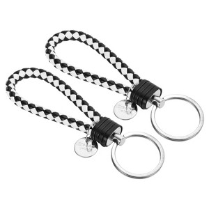 Unique Bargains Braided PU Leather Wallet Keychain with Stainless Steel Key Ring 2 Pcs - 1 of 3