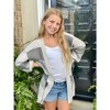Girls Sweater Cardigan Open Front Longline Sweater Cable Knit Sweater Long Sleeve Color Block Sweater,Cloudy - S - 2 of 4