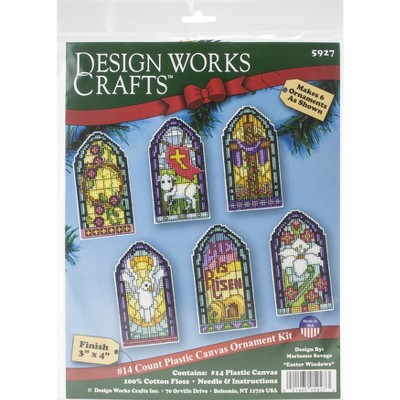 Design Works Plastic Canvas Ornament Kit 2"X4" Set Of 6-Stained Glass (14 Count)