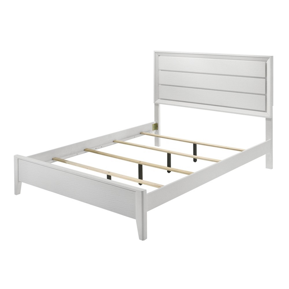 Photos - Wardrobe miBasics King Sunflare Modern Wood Panel Bed White