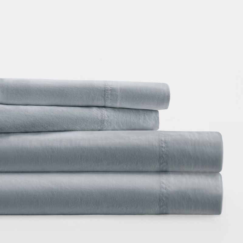300 Thread Count 100% Cotton 4 Piece Solid Sheet Set Sateen Weave - Becky Cameron, 6 of 14