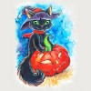Junior's Design By Humans halloween. the witch cat By POLINART T-Shirt - 2 of 3