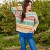 Anna-Kaci Women's Multi-Color Fair Isle Knit Sweater with Crew Neck and Long Sleeves - Small, Light Beige - 4 of 4