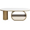 NicBex 47.24" Oval Coffee Table with Storage, Faux Marble Top Table with Gold Metal Frame & Hidden Drawer for Living Room - 2 of 4