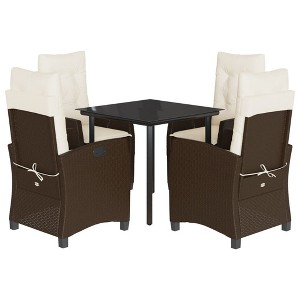 vidaXL Garden Dining Set Brown, Black, Cream PE rattan Adjustable Armrests - 1 of 4