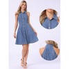 INSPIRE CHIC Women's Lightweight Halter Neck Button Down A-Line Denim Dress - 2 of 4