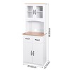 Wooden Kitchen Cabinet White Pantry Room Storage Microwave Cabinet with Framed Glass Doors and Drawer - 4 of 4