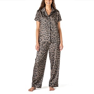 Hello Mello Women's Boots & Bubbles Satin Lounge Top and Pants, 2-Piece Pajama Set - 1 of 4