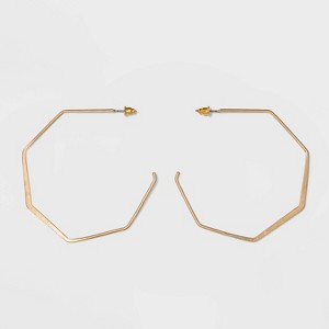 Open Flattened Bottom Hexagon Hoop Earrings - Universal Thread Gold, Women