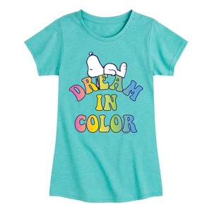 Girls' - Peanuts - Dream In Color Fitted Short Sleeve Graphic T-Shirt - 1 of 4