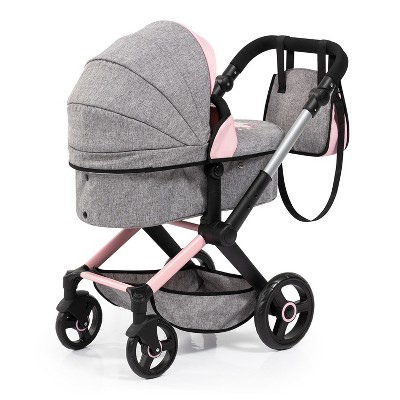 Butterfly Grey and Pink Doll Stroller with Adjustable Handle