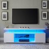 Vynxaria Modern TV Stand for 70 Inch TV, LED Gaming Entertainment Center, White Media Storage Console with Large Side Cabinet - 3 of 4
