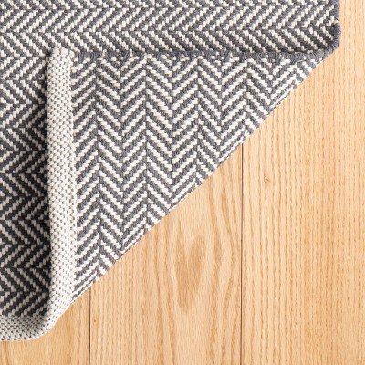 Shale Herringbone 8' x 10' Synthetic Flat Woven Reversible Rug