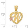 Black Bow Jewelry 14k Two Tone Gold Grace Collection 15mm Heart Initial W Pendant - 4 of 4