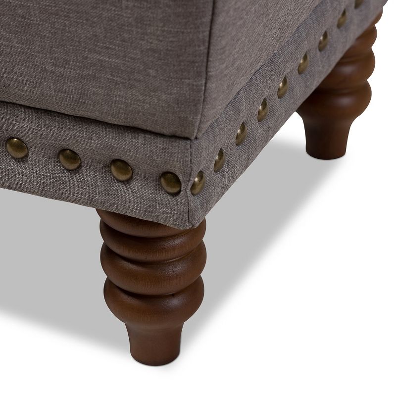 Annabelle Modern and Contemporary Wood Finish with Fabric Upholstered Button - Tufted Storage Ottoman - Baxton Studio, 5 of 9